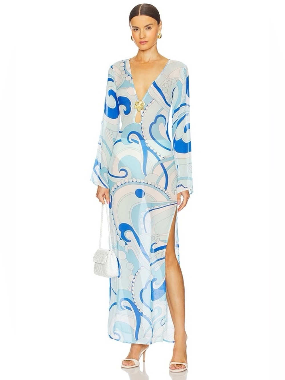 NWT Cin Cin x REVOLVE Hotline Flower Maxi Dress Blue M Missing Pin